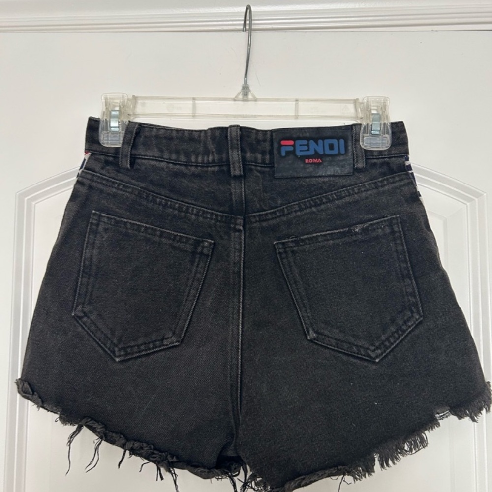 Fendi Logo Tape Black Denim Cutoff Shorts High
Waist Designer Sz S distressing - Picture 6 of 9